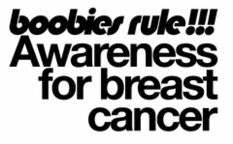 BOOBIES RULE!!! AWARENESS FOR BREAST CANCER Logo (USPTO, 19.01.2011)