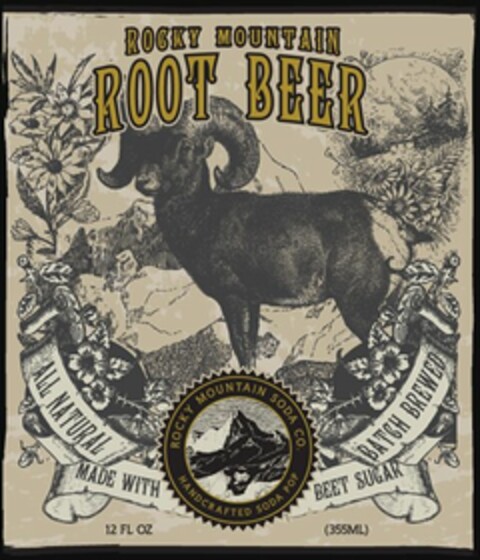 ROCKY MOUNTAIN ROOT BEER ROCKY MOUNTAIN SODA CO. HANDCRAFTED SODA POP Logo (USPTO, 07.11.2014)