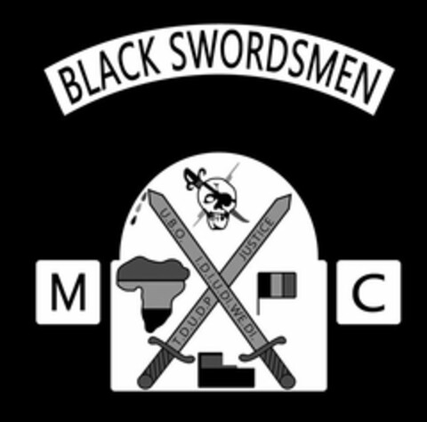 BLACK SWORDSMEN MC U.B.O. I.D.I.U.DI.WE.DI. T.D.U.D.P. JUSTICE Logo (USPTO, 27.09.2016)