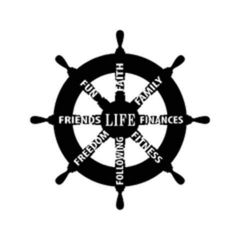 LIFE FAITH FAMILY FINANCES FITNESS FOLLOWING FREEDOM FRIENDS FUN Logo (USPTO, 09.11.2011)