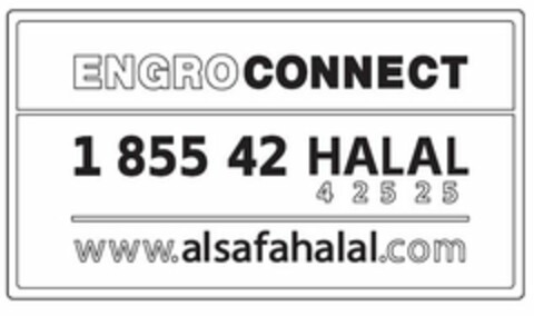 ENGROCONNECT 1 855 42 HALAL 4 2 5 2 5 WWW.ALSAFAHALAL.COM Logo (USPTO, 05.03.2012)
