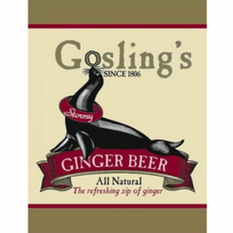 GOSLING'S SINCE 1806 STORMY GINGER BEERTHE REFRESHING ZIP OF GINGER Logo (USPTO, 08.05.2009)