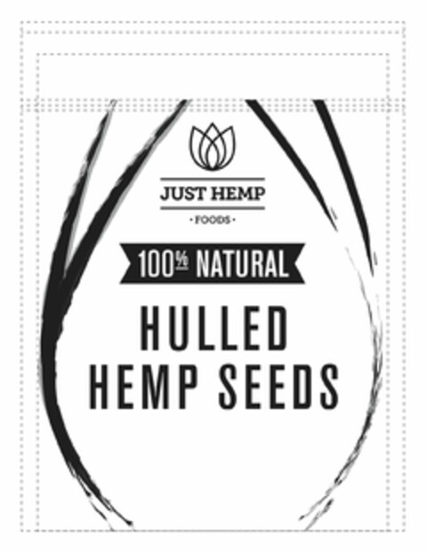 JUST HEMP FOODS 100% NATURAL HULLED HEMP SEEDS Logo (USPTO, 07/16/2014)