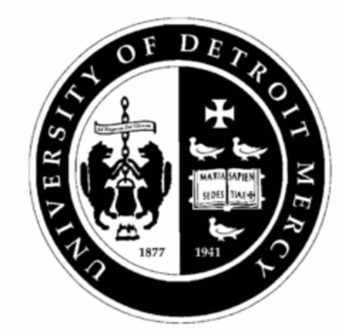 UNIVERSITY OF DETROIT MERCY AD MAJOREM DEI GLORIAM 1877 MARIA SEDES SAPIENTIAE 1941 Logo (USPTO, 03/27/2018)