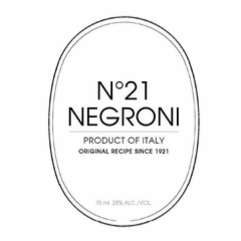 N° 21 NEGRONI PRODUCT OF ITALY Logo (USPTO, 02/12/2018)