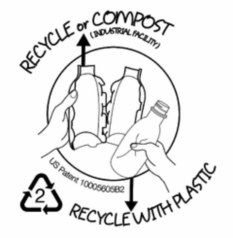 RECYCLE OR COMPOST (INDUSTRIAL FACILITY) US PATENT 10005605B2 2 RECYCLE WITH PLASTIC Logo (USPTO, 07/13/2020)