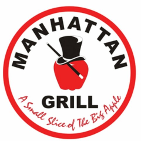 MANHATTAN GRILL A SMALL SLICE OF THE BIG APPLE Logo (USPTO, 09/12/2012)