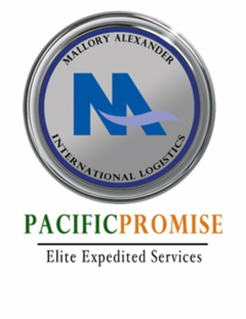 M MALLORY ALEXANDER INTERNATIONAL LOGISTICS PACIFIC PROMISE ELITE EXPEDITED SERVICES Logo (USPTO, 30.12.2015)