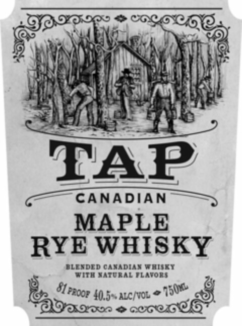 TAP CANADIAN MAPLE RYE WHISKY BLENDED CANADIAN WHISKY WITH NATURAL FLAVORS 81 PROOF 40.5% ALC/VOL 750ML Logo (USPTO, 09.05.2019)
