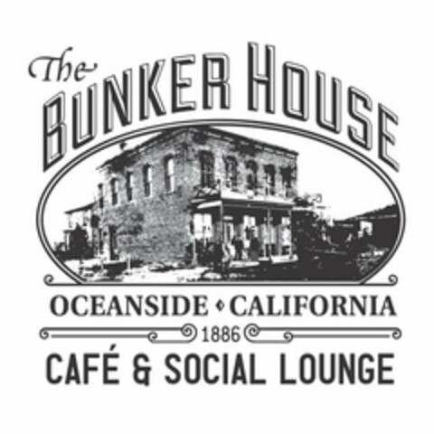 THE BUNKER HOUSE OCEANSIDE CALIFORNIA 1886 CAFÉ & SOCIAL LOUNGE Logo (USPTO, 05.02.2020)