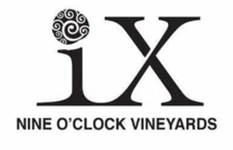 IX NINE O'CLOCK VINEYARDS Logo (USPTO, 30.09.2019)
