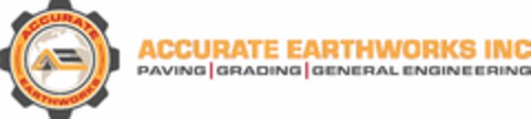 ACCURATE EARTHWORKS AE ACCURATE EARTHWORKS INC PAVING | GRADING | GENERAL ENGINEERING Logo (USPTO, 10.10.2019)