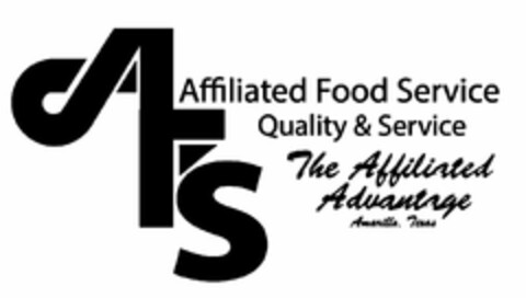 AFS AFFILIATED FOOD SERVICE QUALITY & SERVICE THE AFFILIATED ADVANTAGE AMARILLO, TEXAS Logo (USPTO, 01/13/2020)