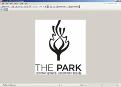 THE PARK COMMON GROUND. UNCOMMON BEAUTY. Logo (USPTO, 06/10/2010)