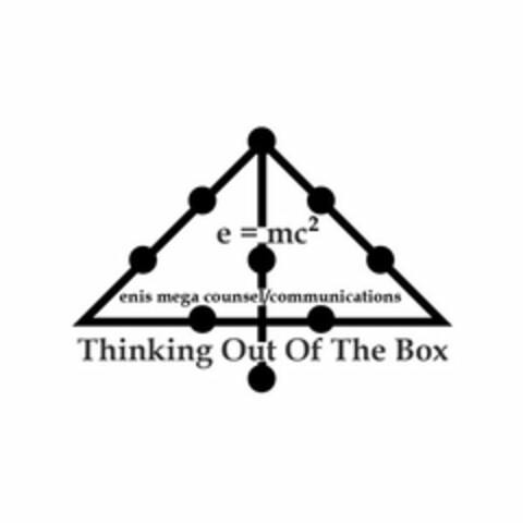 THINKING OUT OF THE BOX E = MC2 ENIS MEGA COUNSEL/COMMUNICATIONS Logo (USPTO, 07/21/2010)