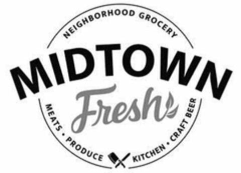 NEIGHBORHOOD GROCERY MIDTOWN FRESH MEATS · PRODUCE KITCHEN · CRAFT BEER Logo (USPTO, 03.04.2019)