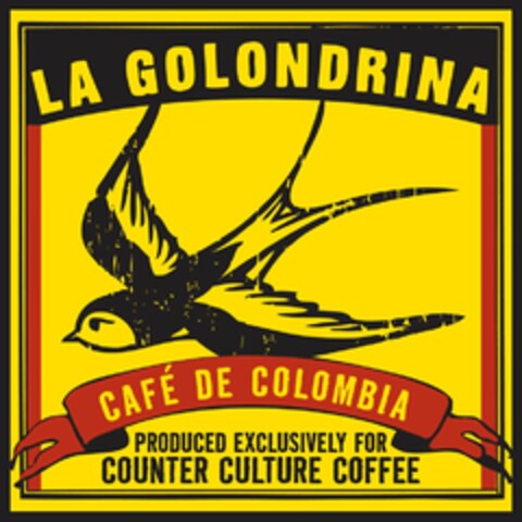 LA GOLONDRINA CAFÉ DE COLOMBIA PRODUCED EXCLUSIVELY FOR COUNTER CULTURE COFFEE Logo (USPTO, 26.03.2009)