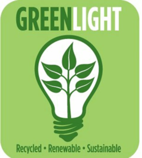 GREENLIGHT RECYCLED · RENEWABLE · SUSTAINABLE Logo (USPTO, 09/16/2011)