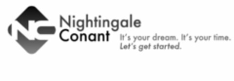 NC NIGHTINGALE CONANT IT'S YOUR DREAM. IT'S YOUR TIME. LET'S GET STARTED. Logo (USPTO, 07/18/2013)