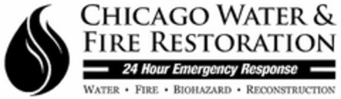 CHICAGO WATER & FIRE RESTORATION 24 HOUR EMERGENCY RESPONSE WATER · FIRE · BIOHAZARD · RECONSTRUCTION Logo (USPTO, 05/08/2020)