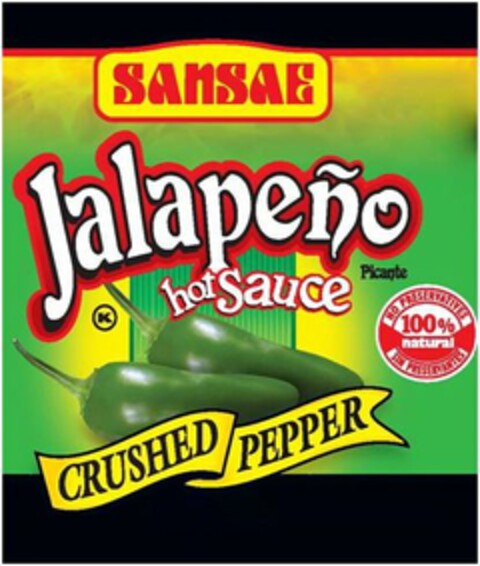 SANSAE JALAPEÑO HOT SAUCE PICANTE CRUSHED PEPPER Logo (USPTO, 11/10/2009)