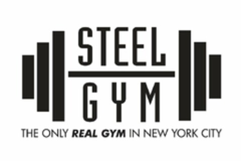 STEEL GYM THE ONLY REAL GYM IN NEW YORK CITY Logo (USPTO, 08.03.2011)