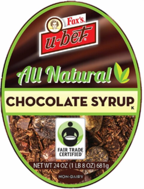 FOX'S U-BET ALL NATURAL CHOCOLATE SYRUP Logo (USPTO, 19.10.2013)