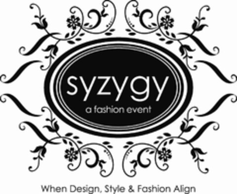 SYZYGY A FASHION EVENT WHEN DESIGN, STYLE & FASHION ALIGN Logo (USPTO, 01.08.2011)