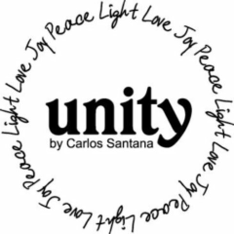 UNITY BY CARLOS SANTANA LIGHT LOVE JOY PEACE LIGHT LOVE JOY PEACE LIGHT LOVE JOY PEACE LIGHT LOVE JOY PEACE Logo (USPTO, 31.05.2011)