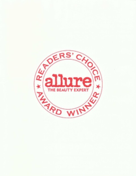 ALLURE THE BEAUTY EXPERT READERS' CHOICE AWARD WINNER Logo (USPTO, 09/16/2011)