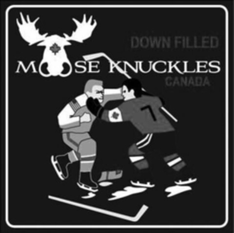 MOOSE KNUCKLES & FIGHT DESIGN, WITH DOWN FILLED OVER KNUCKLES AND WITH CANADA UNDER KNUCKLES Logo (USPTO, 28.06.2018)