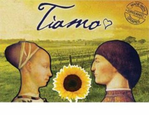 TÌAMO MADE WITH · ORGANIC · GRAPES Logo (USPTO, 14.08.2009)