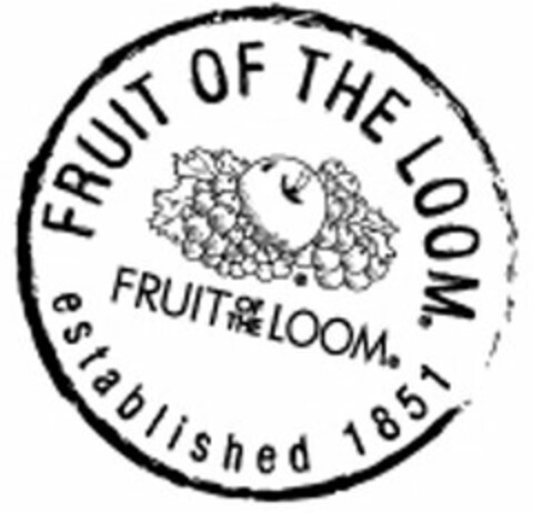 FRUIT OF THE LOOM FRUIT OF THE LOOM ESTABLISHED 1851 Logo (USPTO, 07/08/2010)