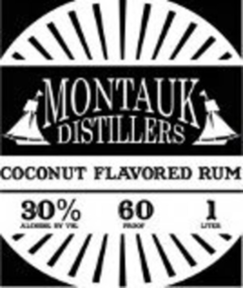 MONTAUK DISTILLERS COCONUT FLAVORED RUM 30% ALCOHOL BY VOL 60 PROOF 1 LITER Logo (USPTO, 06.07.2015)