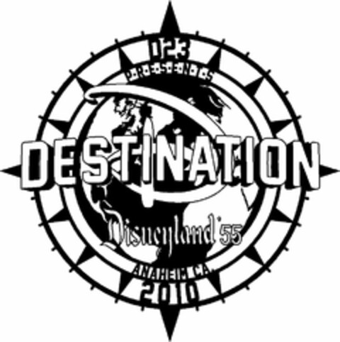 DESTINATION D D23 P·R·E·S·E·N·T·S DISNEYLAND '55 ANAHEIM CA. 2010 Logo (USPTO, 08/03/2010)