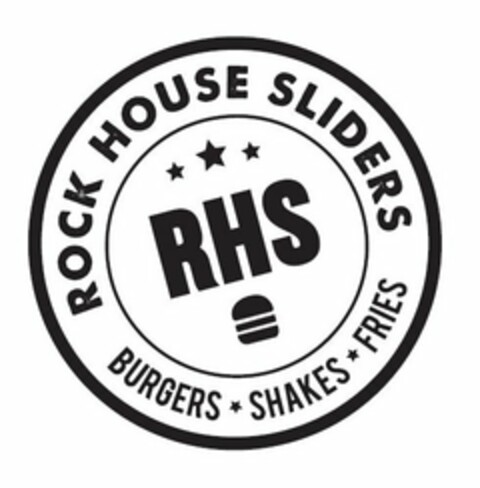 RHS ROCK HOUSE SLIDERS BURGERS SHAKES FRIES Logo (USPTO, 03/27/2018)