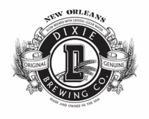 NEW ORLEANS SLOW BREWED WITH CRYSTAL CLEAR WATER DIXIE BREWING CO. D ORIGINAL GENUINE MADE AND OWNED IN THE USA Logo (USPTO, 11/08/2018)