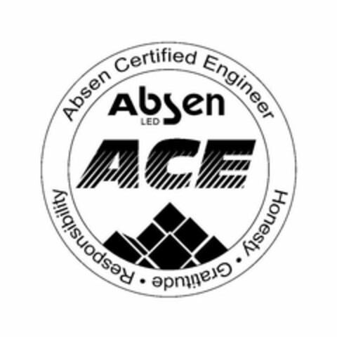 ABSEN CERTIFIED ENGINEER ABSEN LED ACE HONESTY GRATITUDE RESPONSIBILITY Logo (USPTO, 07/07/2014)