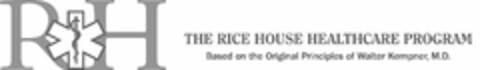 RH THE RICE HOUSE HEALTHCARE PROGRAM BASED ON THE ORIGINAL PRINCIPLES OF WALTER KEMPNER, M.D. Logo (USPTO, 06/18/2013)