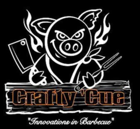 CRAFTY 'CUE "INNOVATIONS IN BARBECUE" Logo (USPTO, 11/21/2017)