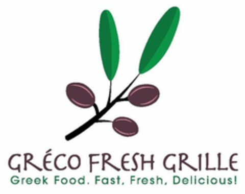 GRÉCO FRESH GRILLE GREEK FOOD. FAST, FRESH, DELICIOUS! Logo (USPTO, 31.08.2020)