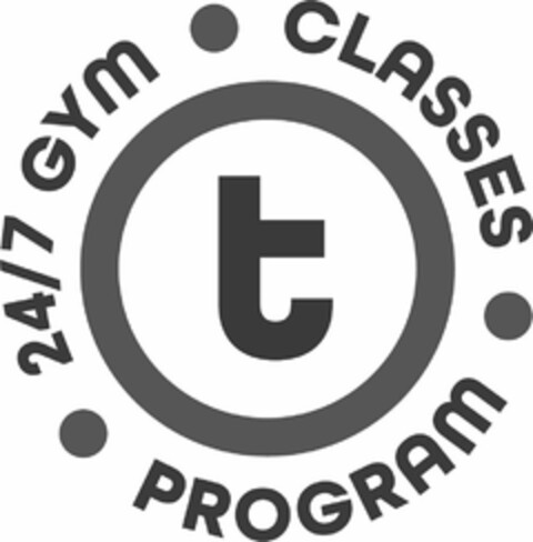 T 24/7 GYM CLASSES  PROGRAM Logo (USPTO, 04.03.2019)