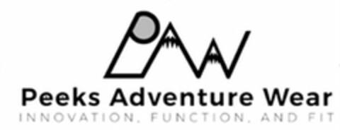 PAW PEEKS ADVENTURE WEAR INNOVATION, FUNCTION, AND FIT Logo (USPTO, 08/15/2019)