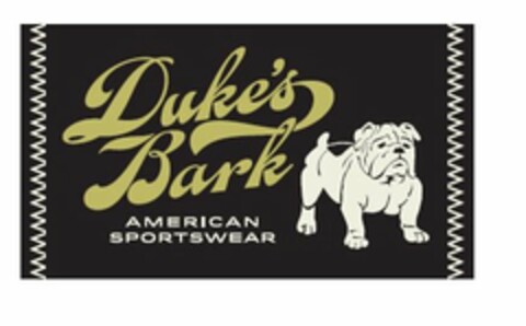 DUKE'S BARK AMERICAN SPORTSWEAR Logo (USPTO, 09.04.2014)