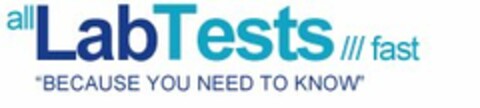 ALL LAB TESTS FAST "BECAUSE YOU NEED TO KNOW" Logo (USPTO, 27.04.2011)