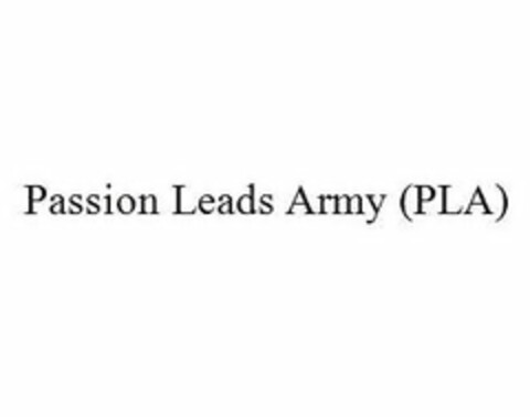 PASSION LEADS ARMY (PLA) Logo (USPTO, 09/01/2011)