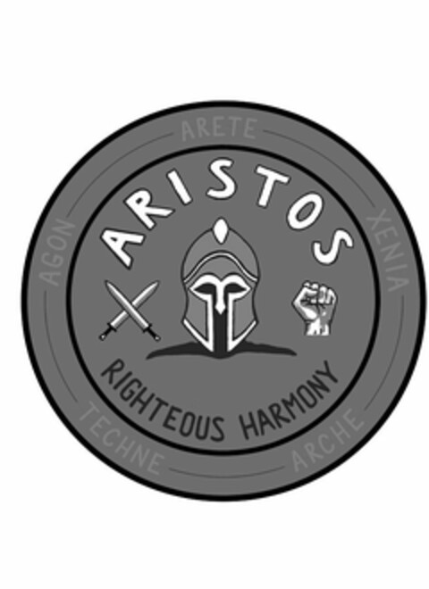 ARISTOS RIGHTEOUS HARMONY ARETE XENIA ARCHE TECHNE AGON Logo (USPTO, 02/17/2012)