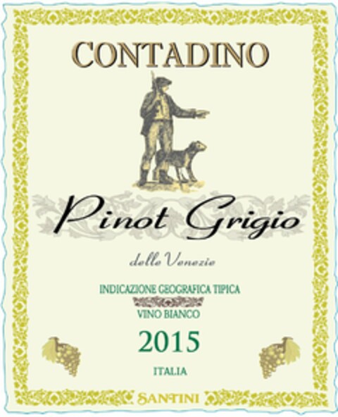 CONTADINO PINOT GRIGIO DELLE VENEZIE INDICAZIONE GEOGRAFICA TIPICA VINO BIANCO 2015 ITALIA SANTINI Logo (USPTO, 02/28/2017)