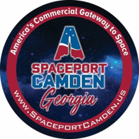 AMERICA'S COMMERCIAL GATEWAY TO SPACE  SPACEPORT CAMDEN GEORGIA WWW.SPACEPORTCAMDEN.US Logo (USPTO, 06/13/2018)