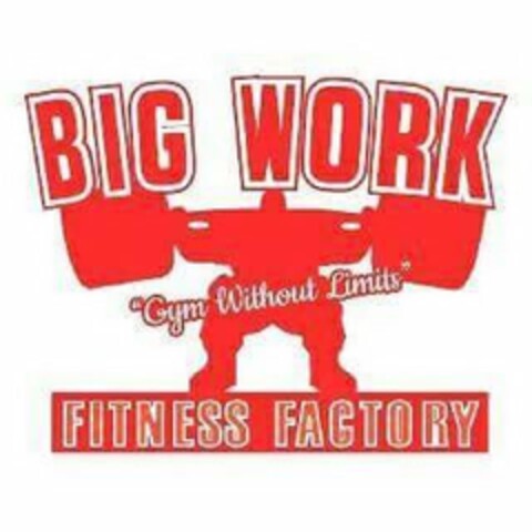 BIG WORK FITNESS FACTORY "GYM WITHOUT LIMITS" Logo (USPTO, 24.01.2020)